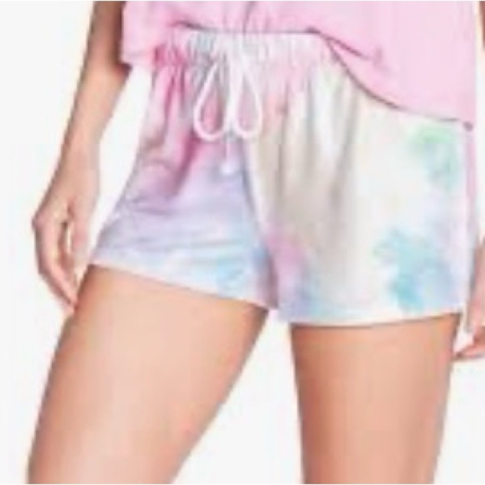 P.J. Salvage Pastel Tie-Dye Lounge Shorts in Pink, Blue, Cream